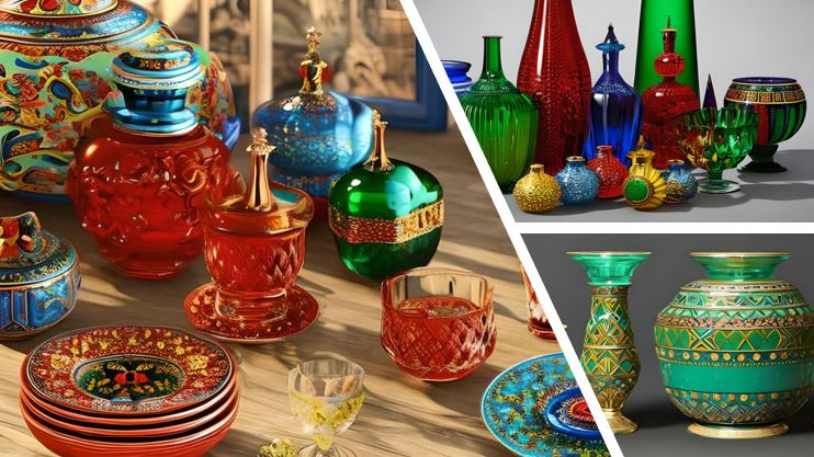 Mexican glassware boasts vibrant colors and intricate designs on pieces such as vases, plates, and glasses that are sure to bring a touch of charm to any home.