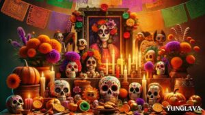 Altar of Remembrance, known as 'Ofrenda', in Mexican Folk Art for the Dia de los Muertos (Day of the Dead) celebration
