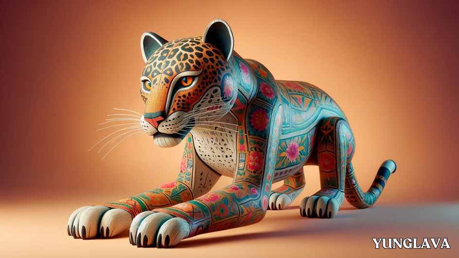 Paper Maché (Cartonería) Jaguar Sculpture Mexican Folk Art
